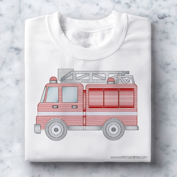 65 Transport : Sketch Stitch Fire Truck / Fire Engine