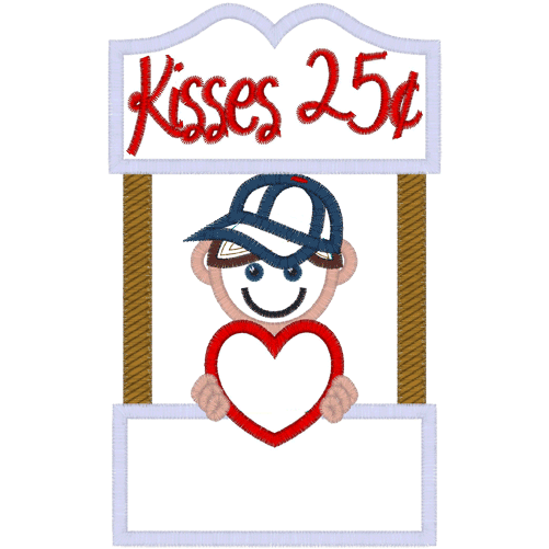 Valentine (A100) Kissing Booth Applique 5x7