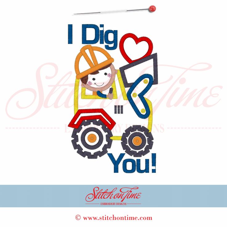 301 Valentine : I Dig You! Digger Applique 5x7