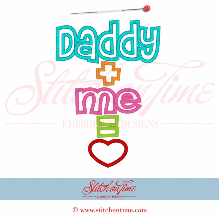 347 Valentine : Daddy + Me = Heart Applique 5x7