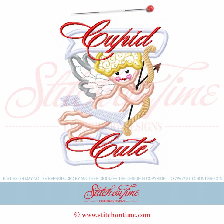 369 Valentine : Cupid Cute Applique 5x7