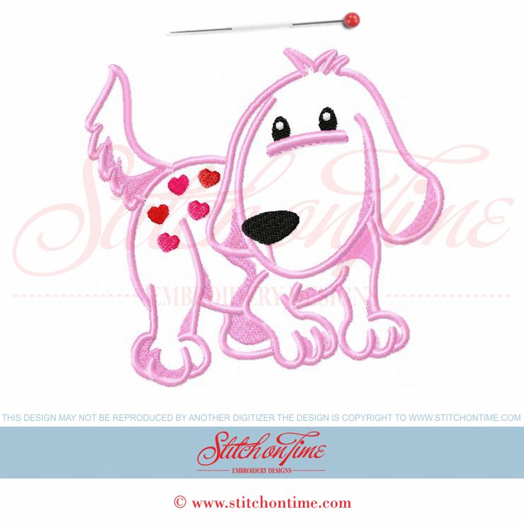 370 Valentine : Heart Dog Applique 5x7