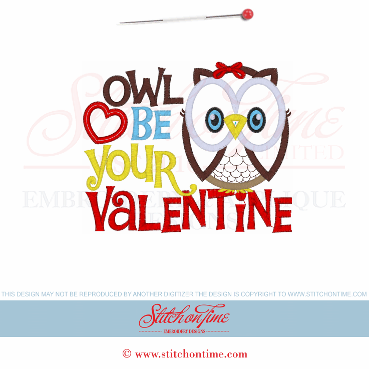 381 Valentine : Owl Be Your Valentine Applique 5x7