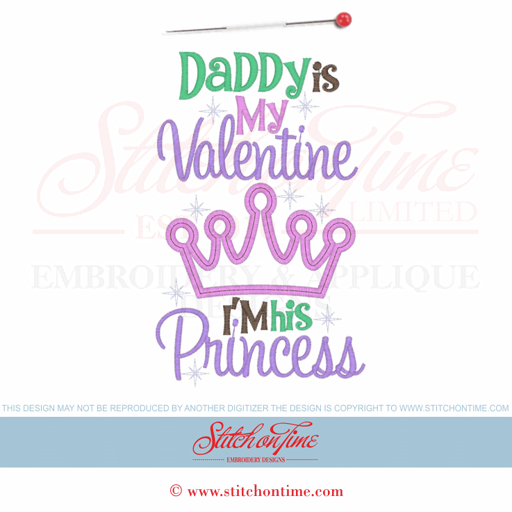 382 Valentine : Daddy Is My Valentine Applique 5x7