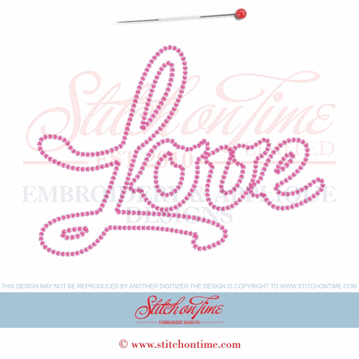 394 Valentine : Love Applique 3 Hoop Sizes