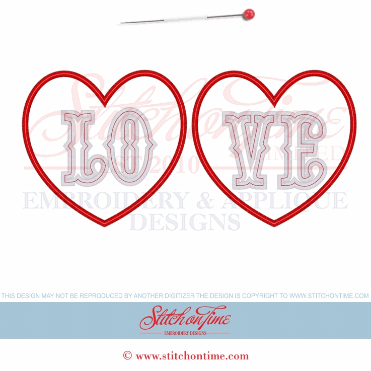 506 Valentine : LOVE Hearts Applique 2 5x7 designs