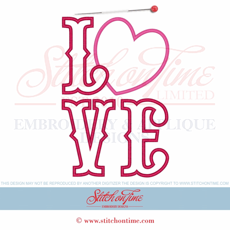 508 Valentine : LOVE Applique 2 Hoop Sizes