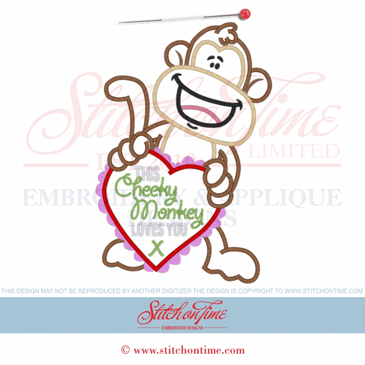 511 Valentine : Cheeky Monkey Applique 2 Hoop Sizes