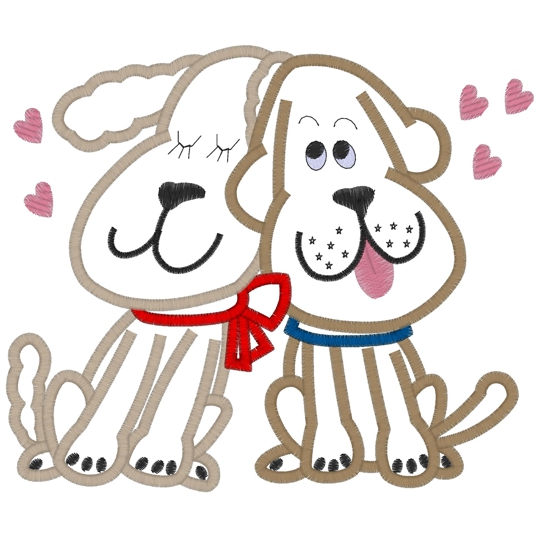 Valentine (54) Dogs In Love Applique 6x10