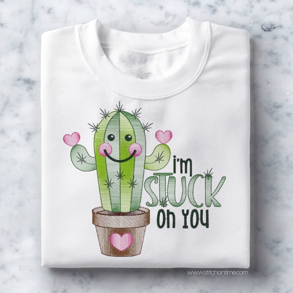 559 Valentine : Cactus I'm Stuck On You Sketch Stitch