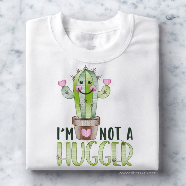 560 Valentine : Cactus I'm Not A Hugger Sketch Stitch