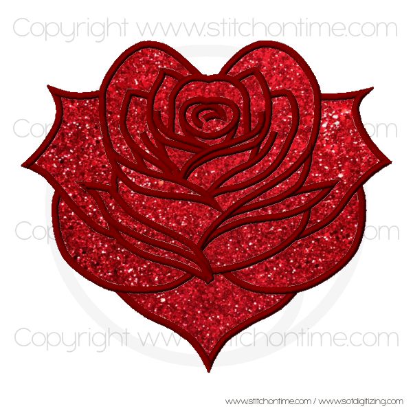 599 VALENTINE : Rose Heart Applique 599 VALENTINE : Rose Heart Applique