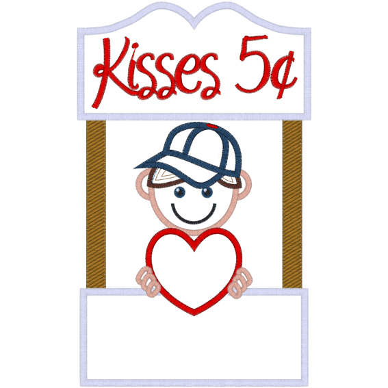 Valentine (A99) Kissing Booth Applique 5x7