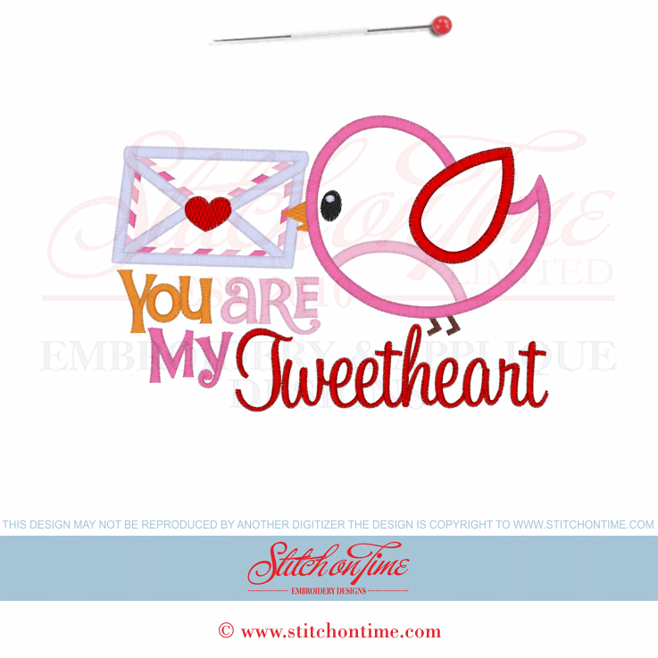 10 Valentine (PPP): You Are My Tweetheart Applique 5x7