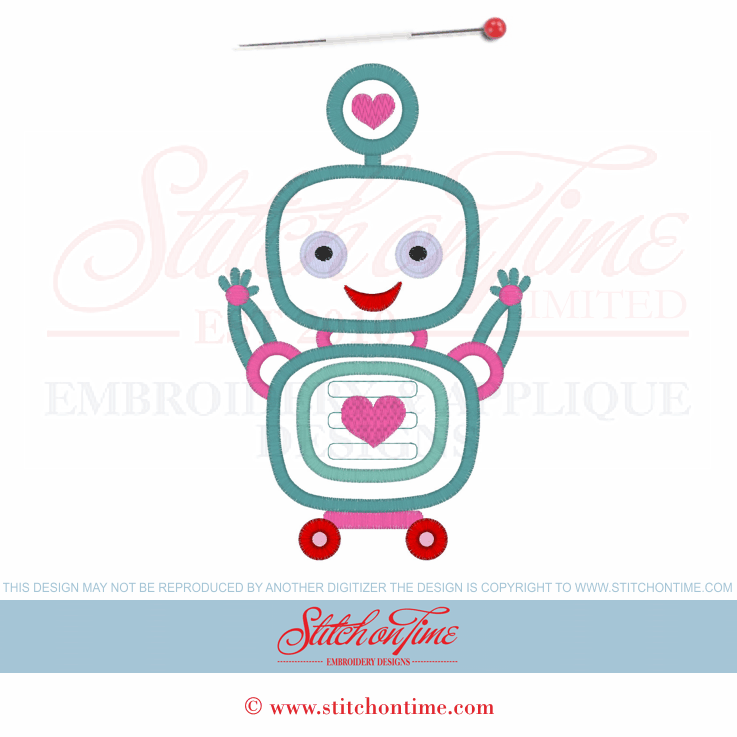 1 Valentine Robots (JWI): Robot Applique 5x7