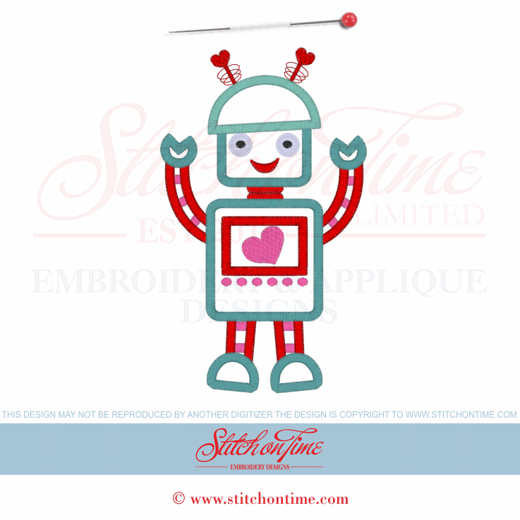3 Valentine Robots (JWI): Robot Applique 5x7