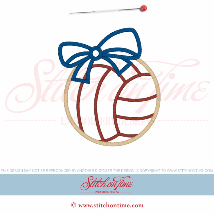 15 Volleyball : Volleyball with Bow Applique 5x7