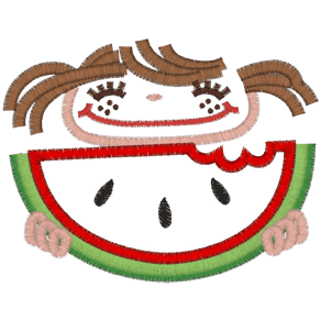 Watermelon Girl (A5) Watermelon Applique 4x4