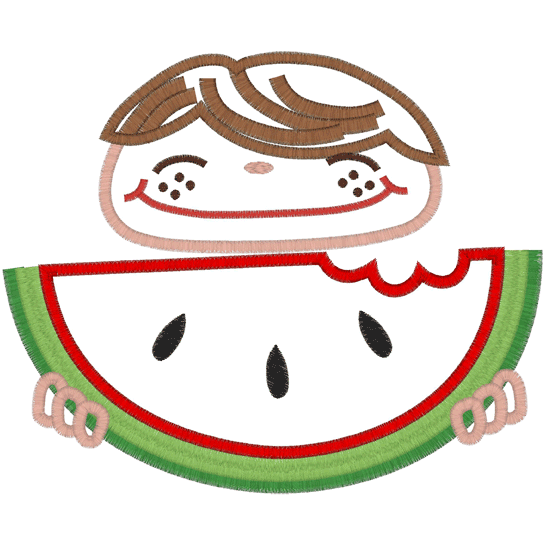 Watermelon Girl (A6) Boy Applique 6x10