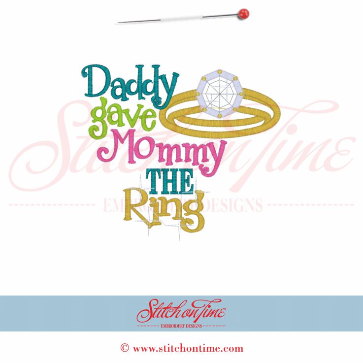 104 Wedding : Daddy Gave Mommy The Ring Applique 5x7