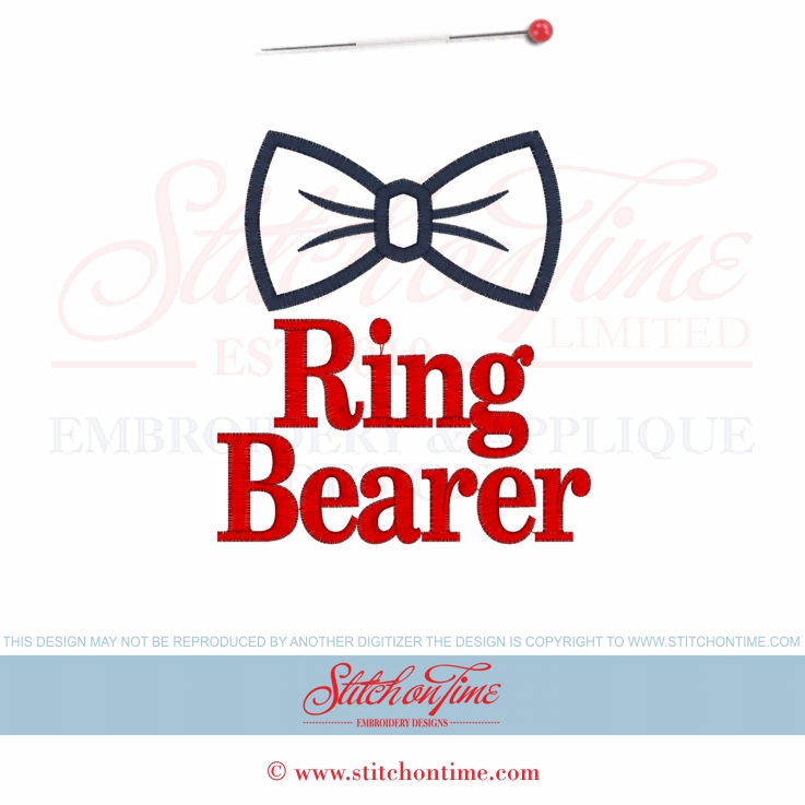 224 WEDDING : Bow Tie Ring Bearer Applique 5x7