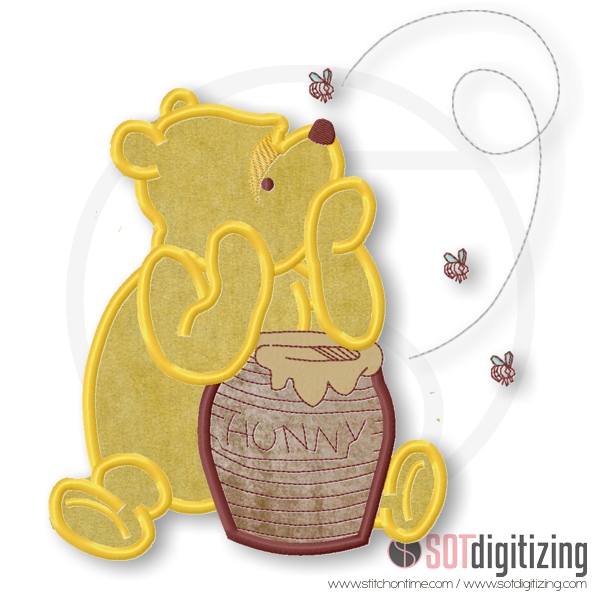 2 Winnie The Pooh : Winnie and The Hunny Pot Applique
