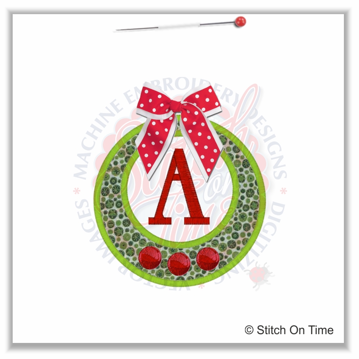 Christmas Wreath Letters : A-Z Included Applique 5x7